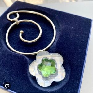 SWAROVSKI Peridot Green Crystal Moments Flower Spiral Bag or Belt Pendant